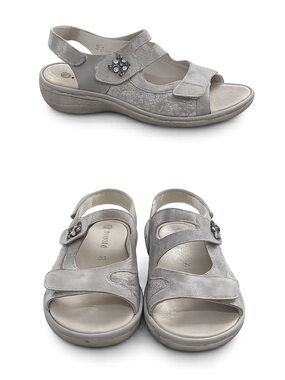 Remonte Silver Suede Adjustable Mary Jane Sandals